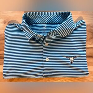 Mens Medium Bulls Bay Golf Club Southern Tide Brr Prep Performance Striped Polo